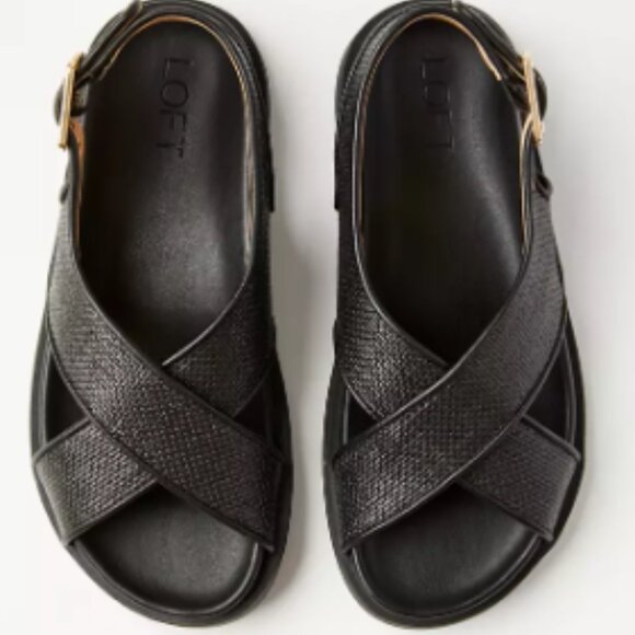 Ann Taylor Straw Cross Strap Molded Sandals - Picture 3 of 3